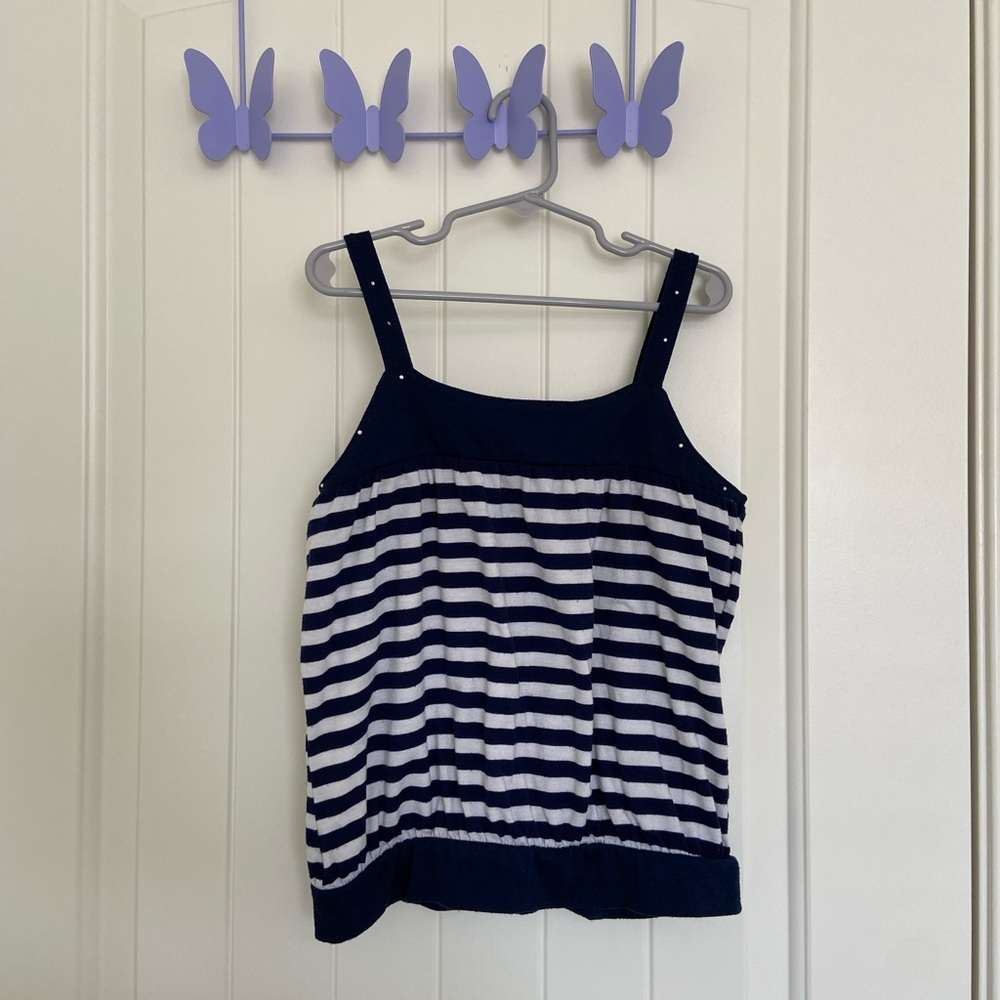 Jewel girl’s striped decorated jewel neckline tank top‎ — medium